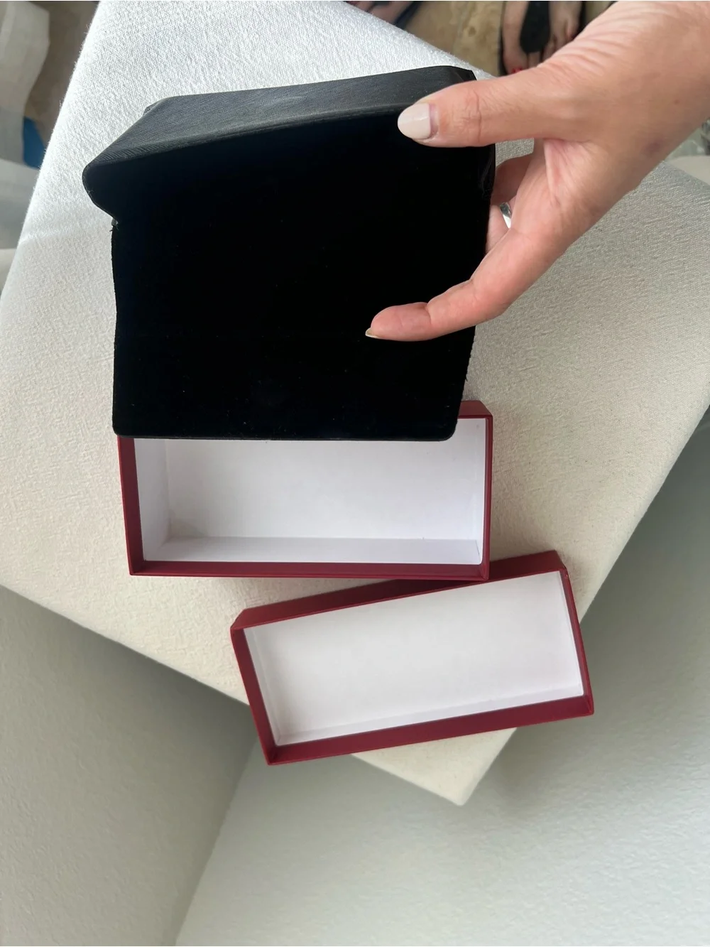 Salvatore Ferragamo Black Leather Sunglasses Case with Red Box